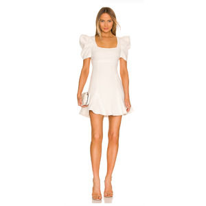 Likely Scooped Alia Mini Dress Womens Size 12 White Puff Sleeve New